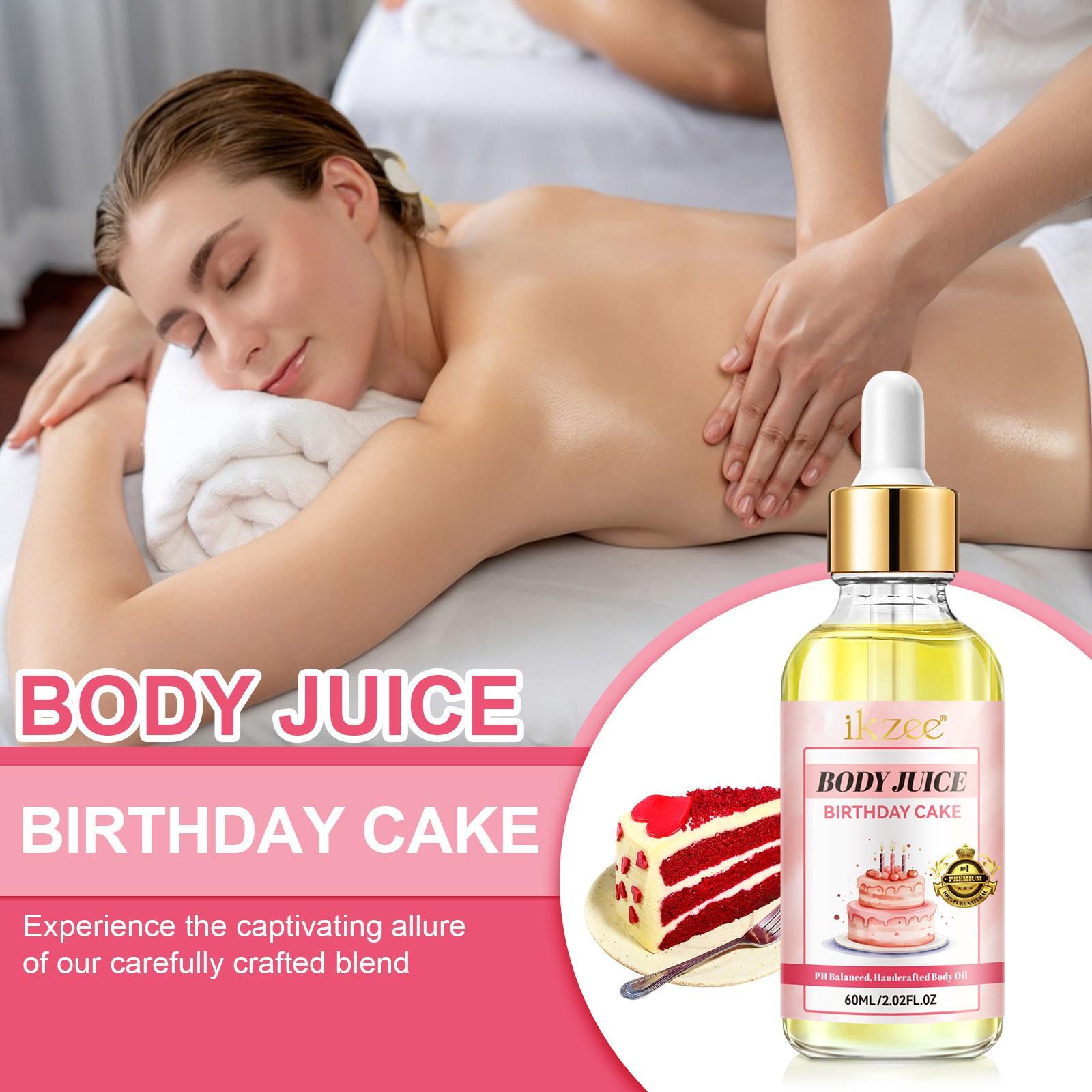 Ikzee Strawberry Cake Body Juice Oil, Non-Greasy 60ML Long-Lasting Scent Moisturizing Women Care Oil, Strawberry Scented Body Oil, Birthday Gift