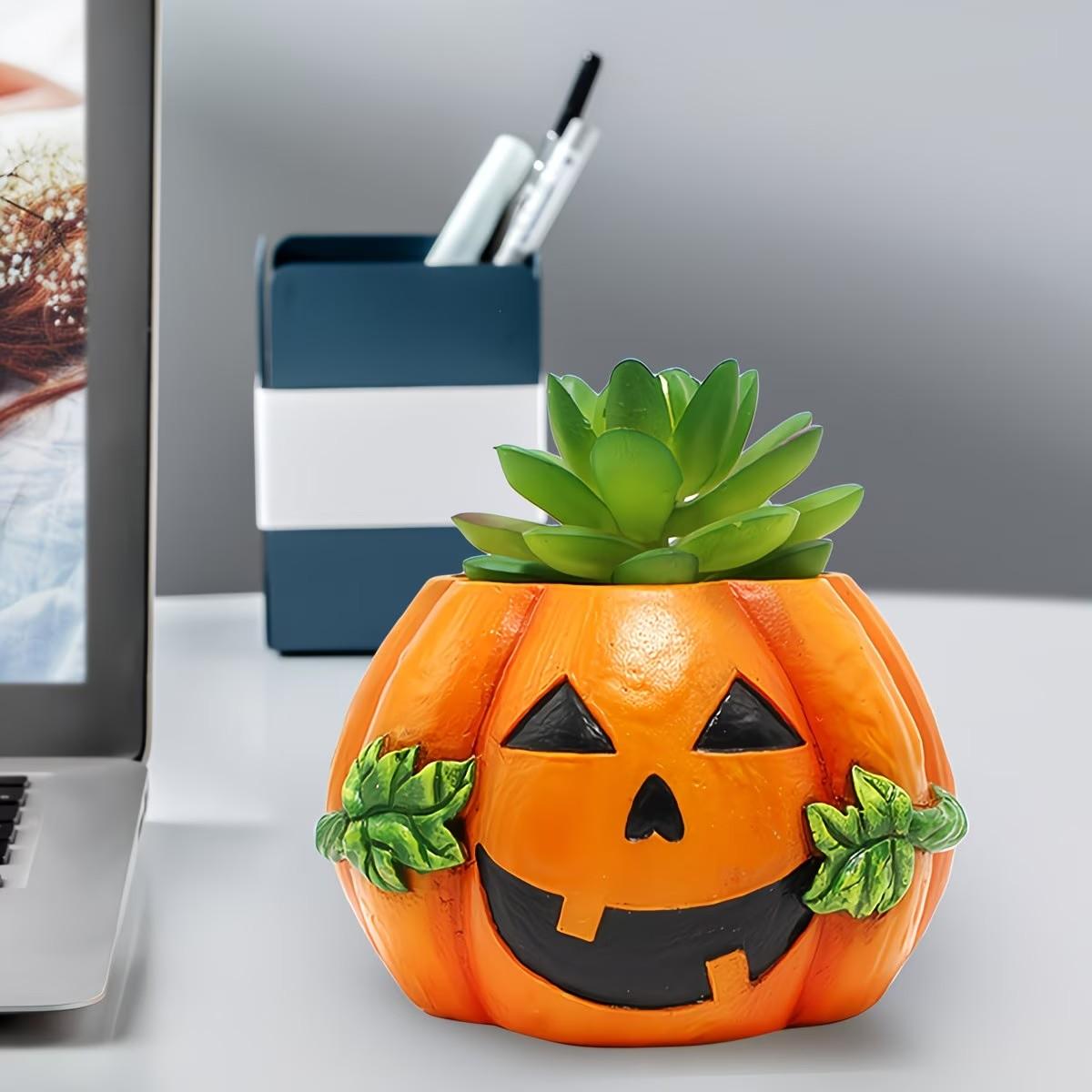 Halloween Pumpkin Planter, Garden Balcony Moss Succulent Pot, Halloween Home Decor Ornament, New Arrival, Perfect for Outdoor Decoration