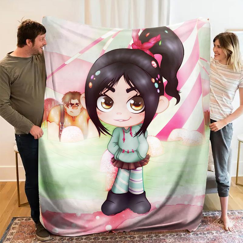 Sweet Vanellope Theme Prints Soft and comfortable home blankets, Cartoon pattern blanket, perfect Christmas gifts for friends and besties. Super soft heat-pressed blankets. Y251212357