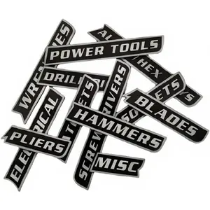 Tool Box Labels12 PCS Black, Tags with, Easy to Stick & Remove, Reusable Organization Labels for, Workshop & Solutions