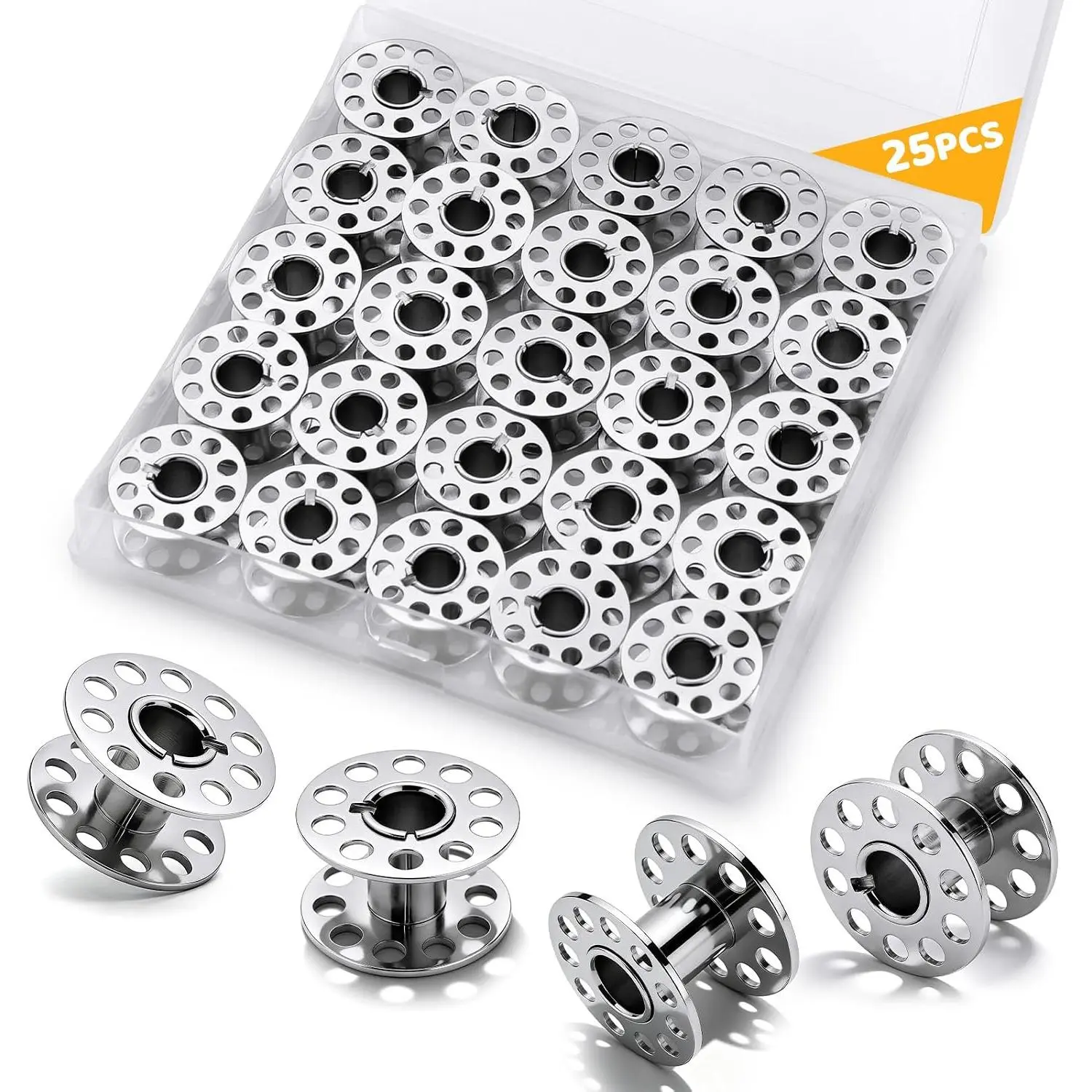 25 count Bobbins Metal Bobbins for Sewing Machine with Bobbin Case