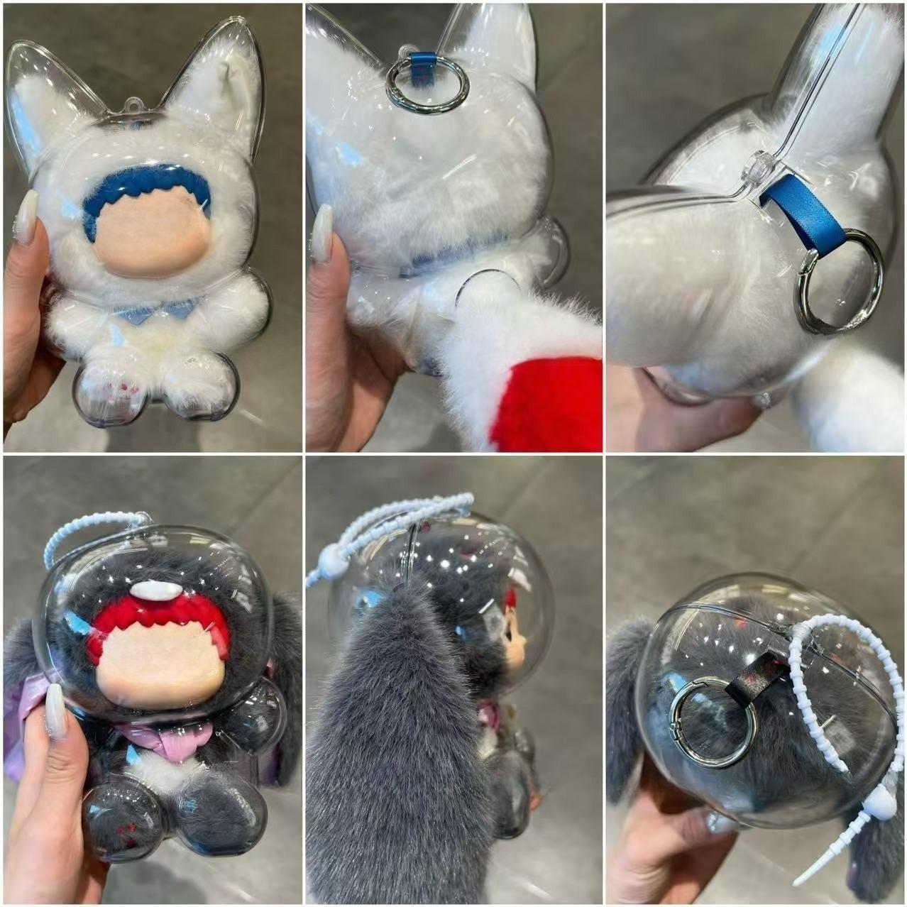 Fox and Bunny Blind Box Display Case - Clear PVC Dust-Proof Protective Box for Plushies & Figures, Cute Elf Collection Organizer, Desktop Decor for Kids & Adults, Compatible with WAKUKU (Box Only)