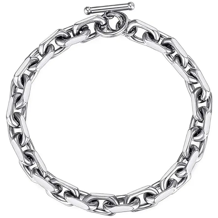 Loveden   Cuban Chain Cross Flat Cross Chain Necklace Titanium Steel Stainless Steel Men's Necklace O-Chain Bracelet Stylish