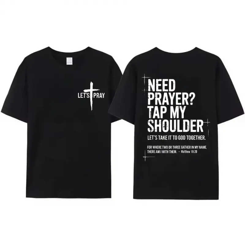 Women's Christian Faith Cotton Sweatshirt - Round Neck, Smooth Soft Solid Seamless Fabric, "Tap My Shoulder Let’s Pray" Graphic, Bible Verse Matthew 18:20, Casual Religious Inspirational Fall Winter Top