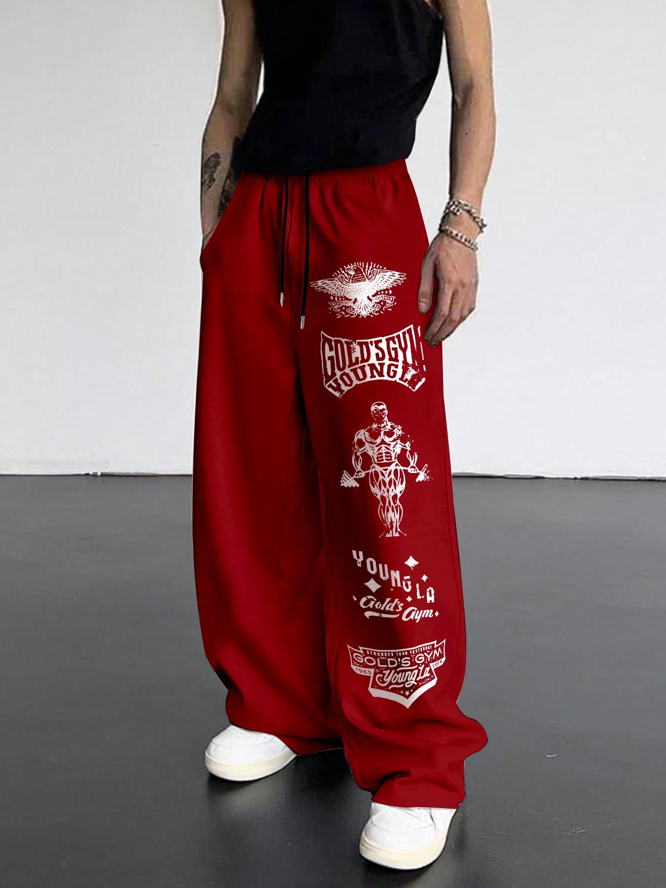 Men's Letter Print Drawstring Waistband Jogger Pants, Printed Sweatpants, Sporty Fitted Design, Comfortable Casual Running Shorts for Spring & Fall Seasons