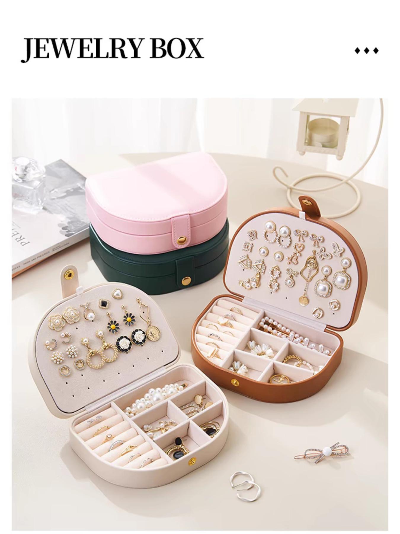 Elegant Jewelry Storage Box, Large Capacity Portable PU Leather Case, Travel Jewelry Organizer with Earring Holder, Ring and Necklace Compartment