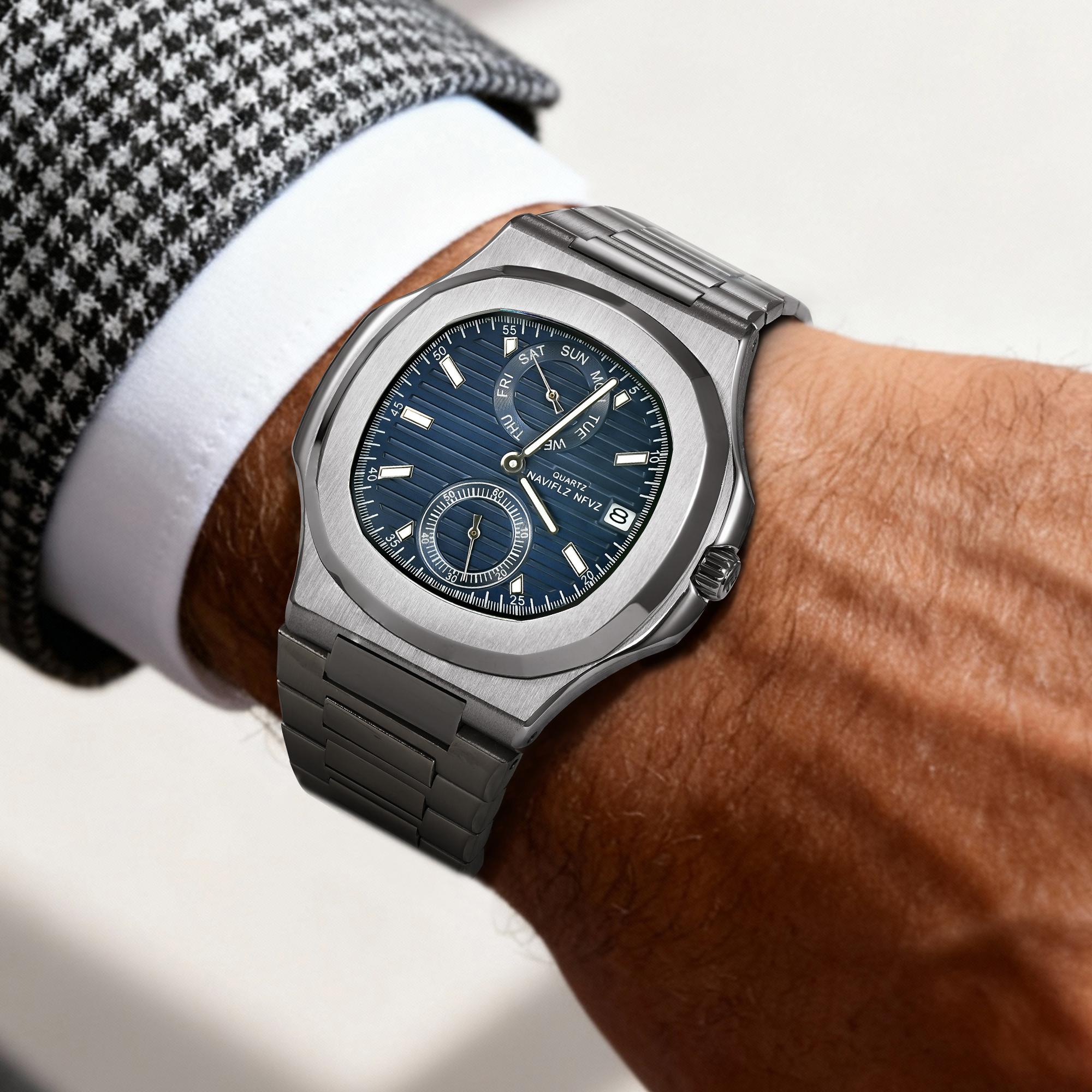 NAVIFLZ NFVZ  Luxury Men Wristwatch Business Waterproof Luminous Date Man Watch Stainless Steel Men's Quartz Watches Relogio Masculino