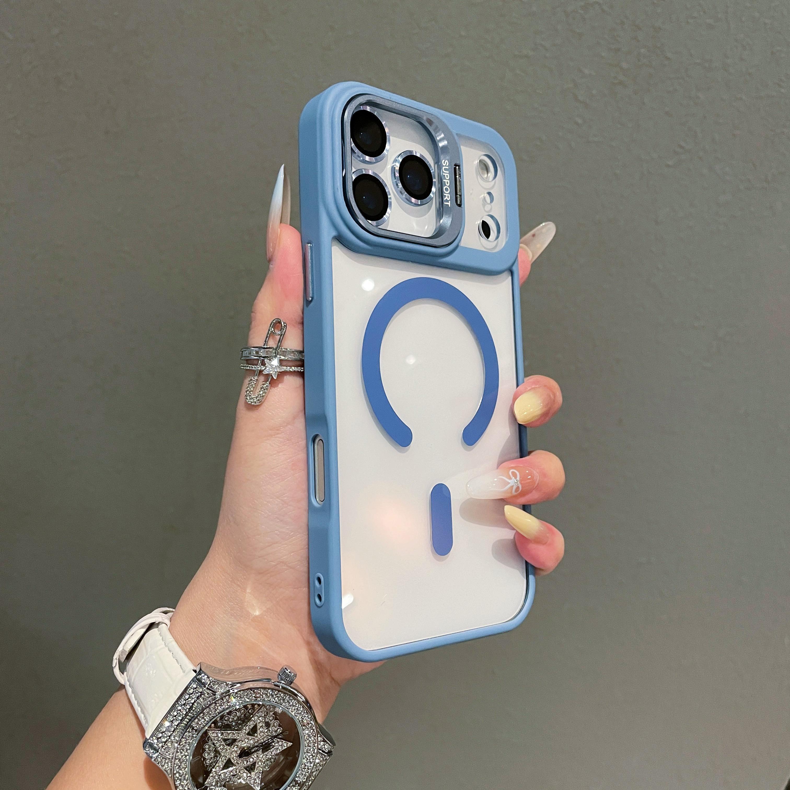 For iPhone 17 Pro Max 16 15 14 Plus 13 Pro 12 11 Pro Max Magnetic Case,Compatible with MagSafe,Built-in Stand & Camera Lens Protector,Military-Grade Drop Shockproof Clear Acrylic Protective Phone Cover For iPhone 17 Pro Max 16 15 14 Plus 13 Pro 12 11 Pro Max Magnetic Case,Compatible with MagSafe,Built-in Stand & Camera Lens Protector,Military-Grade Drop Shockproof Clear Acrylic Protective Phone Cover