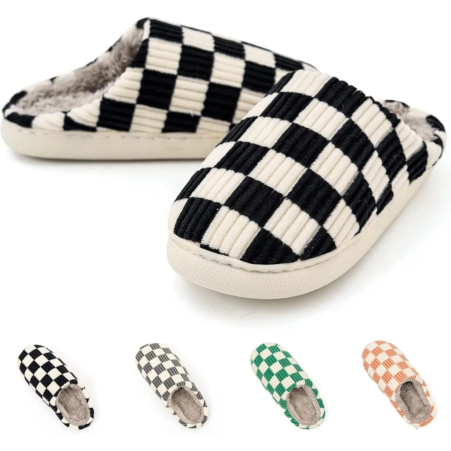 Cozy Fuzzy Memory Foam House Slippers for Women & Men - Casual Indoor/Outdoor Shoes with Faux Fur LiningGift