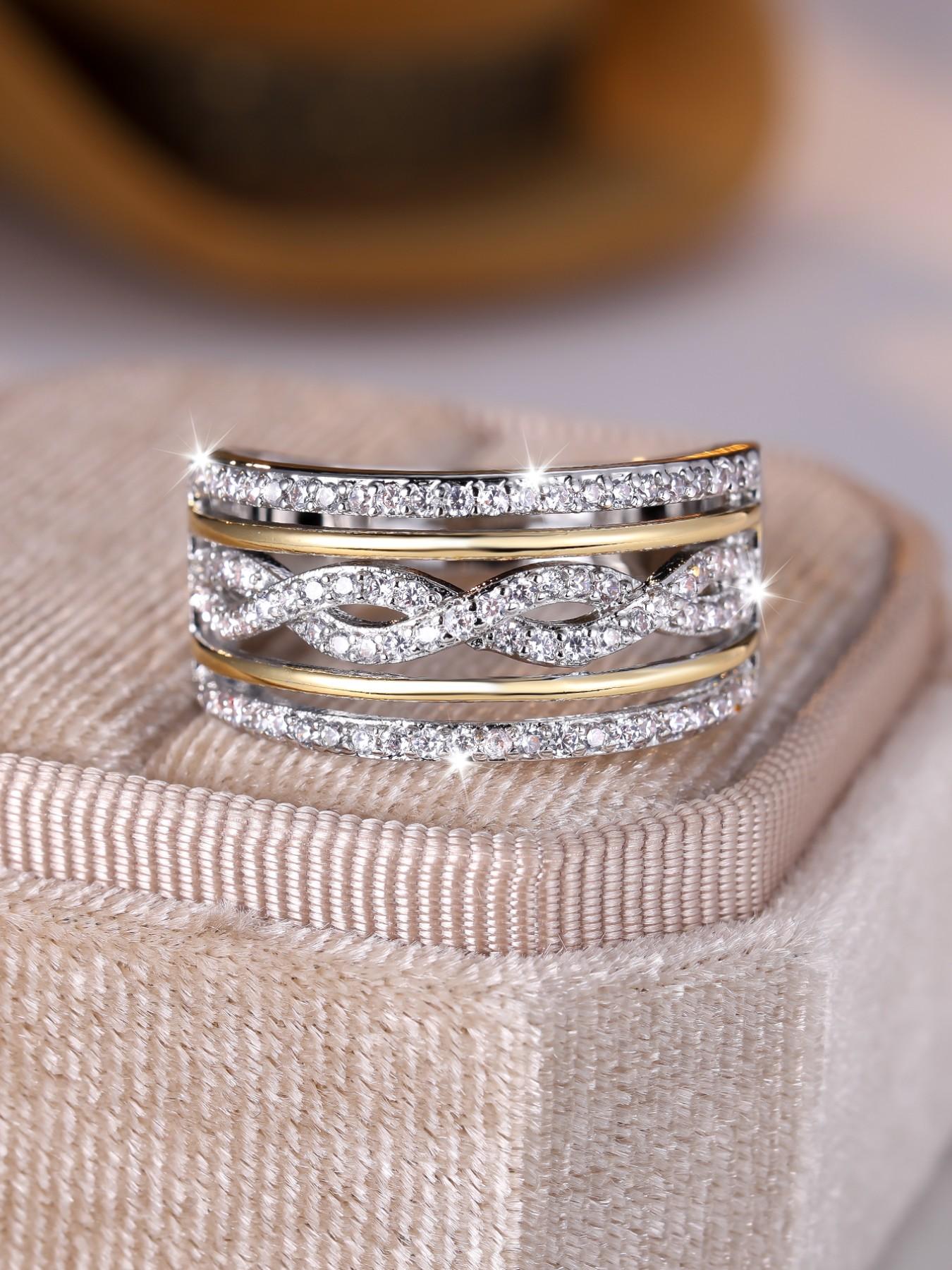 Multi-layer Infinity Rings - Fashion Retro Engagement Rings for Women & Girls, Synthetic Zirconia Inlay Stackable Rings, Perfect for Weddings & Daily Wear Valentine's Day Gift