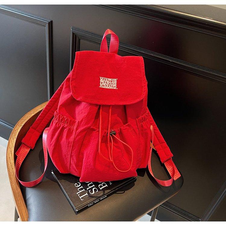 Korean Style Ins Drawstring Flap Backpack, Lightweight Nylon Casual Daypack, Large Capacity School Bag, Multi-Use Rucksack for Commute & Travel