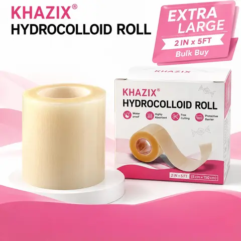 Hydrocolloid Roll (5cmx150cm / 2in×5ft), Customizable Skin Patches, Waterproof & Sweatproof for Blemishes, Heel Protection & Daily Skin Care, Healing, Highly Absorbent for Burn, Blister, Acne Care, First Aid Kit Essential