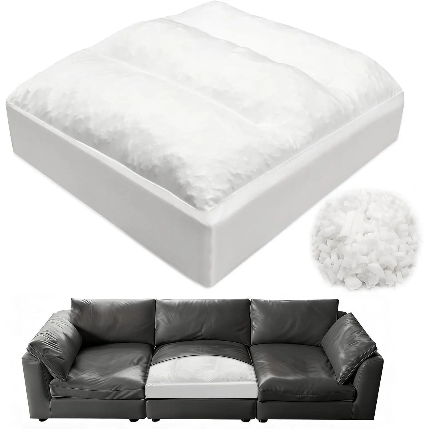 Replacement Couch Cushion 24"X 27"X 6"-7" Top Layer Shredded Foam and 30d Solid High-Density Sponge Sofa Cushions Replacement Insert Soft Supportive Sofa Seat Cushion