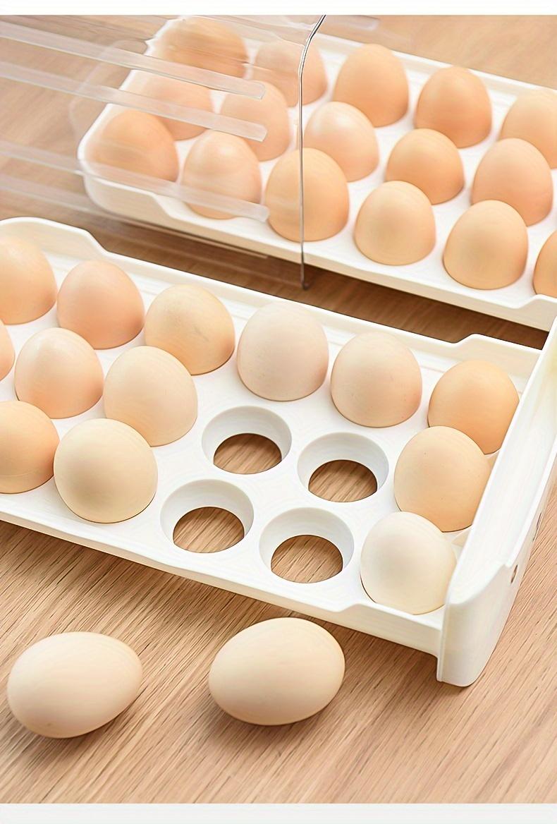 Double Layer Fresh Egg Storage Container, Holds 18 Eggs Per Layer, Transparent Stackable Plastic Tray with Handle, for Fridge Kitchen Home, Refrigerator Accessories