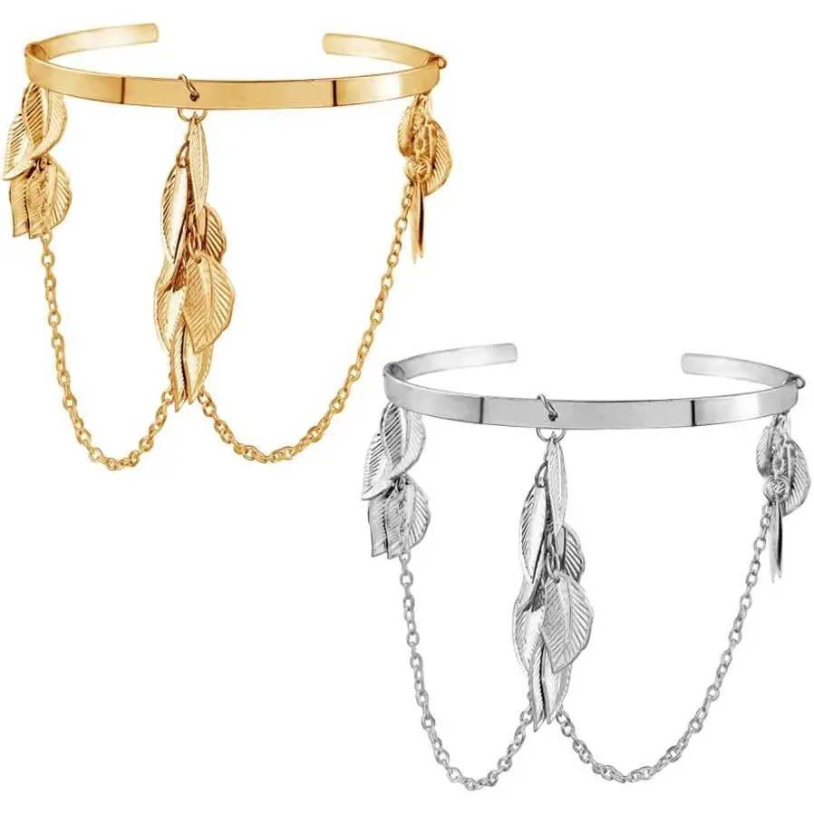 Boho Retro Leaves Upper Cuff Bangle Armband Arm Slave Chain Bracelet