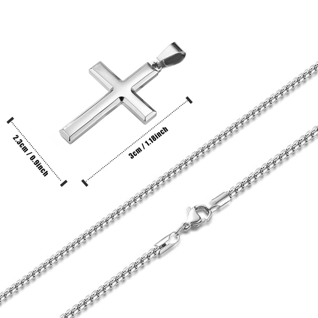 Cross Necklace Set for Men & Women – 2PCS Titanium Steel Pendant Chain, Meaningful Prayer Gift for Him & Her