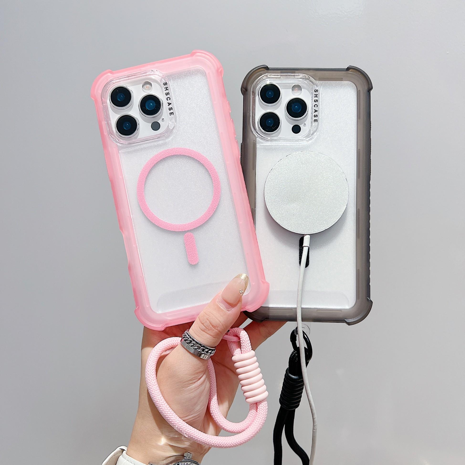 One new transparent matte iridescent case for MagSafe phone of Apple 17 Pro Max. Also suitable for 16 Pro hanging strap. Comes with 4 corner thickening for shock protection for 16/15 Pro Max/13 Pro. Comes with a protective case.