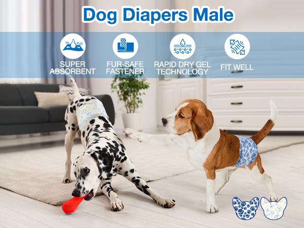 [Restock A]Dono Disposable Male Dog Diapers with Wetness Indicator & Leak-Proof Belly Wraps Rapid-Dry Gel Technology for Excitable Urination Incontinence Size X-Small Small Medium Large 24 Bags for Dogs Toilet Supplies Training
