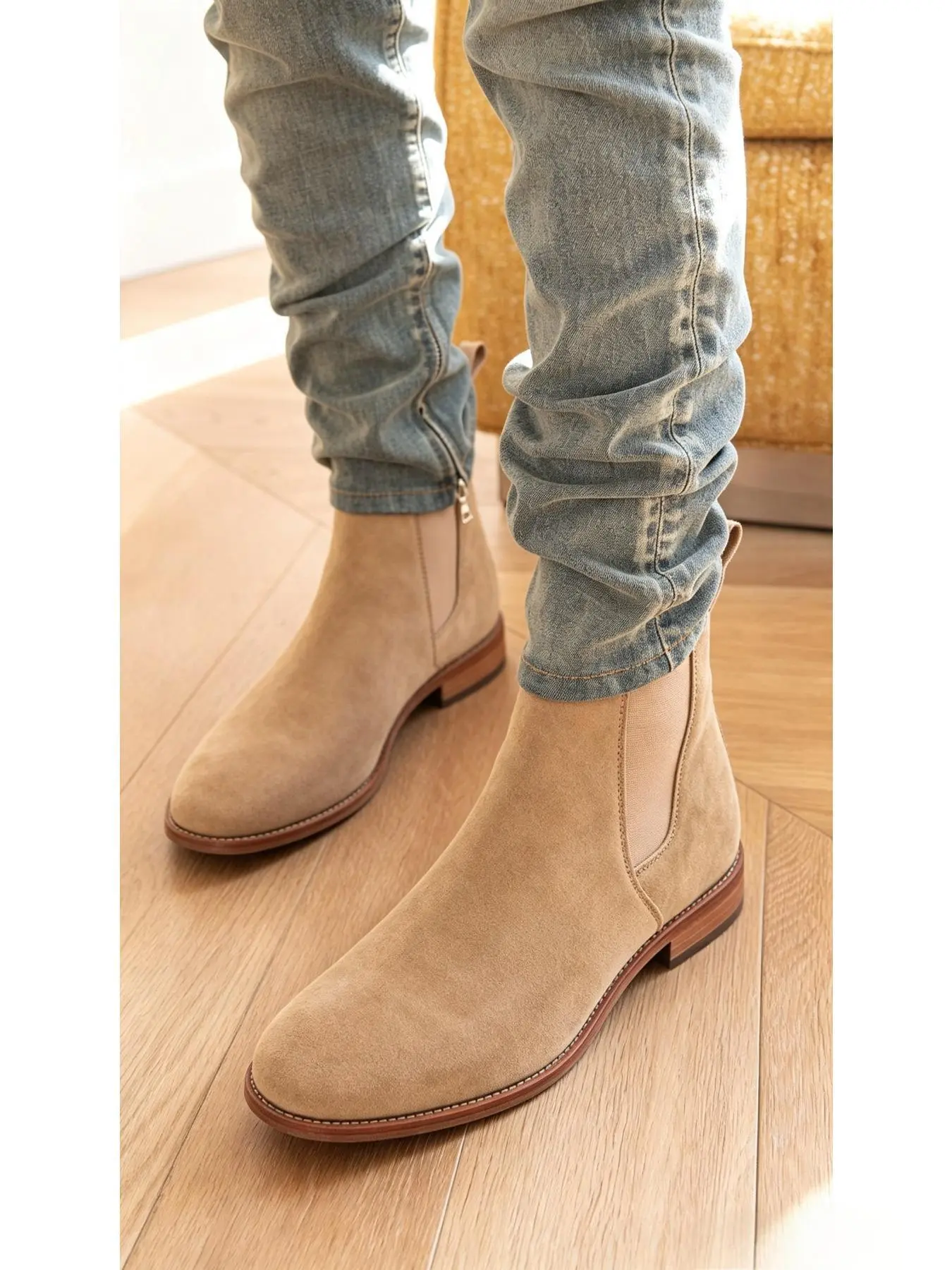 Men Chelsea Boots Daily Casual Fashion Ankle Boots for Men Trendy Men Chelsea Ankle Boots, All-Match Dress Boots