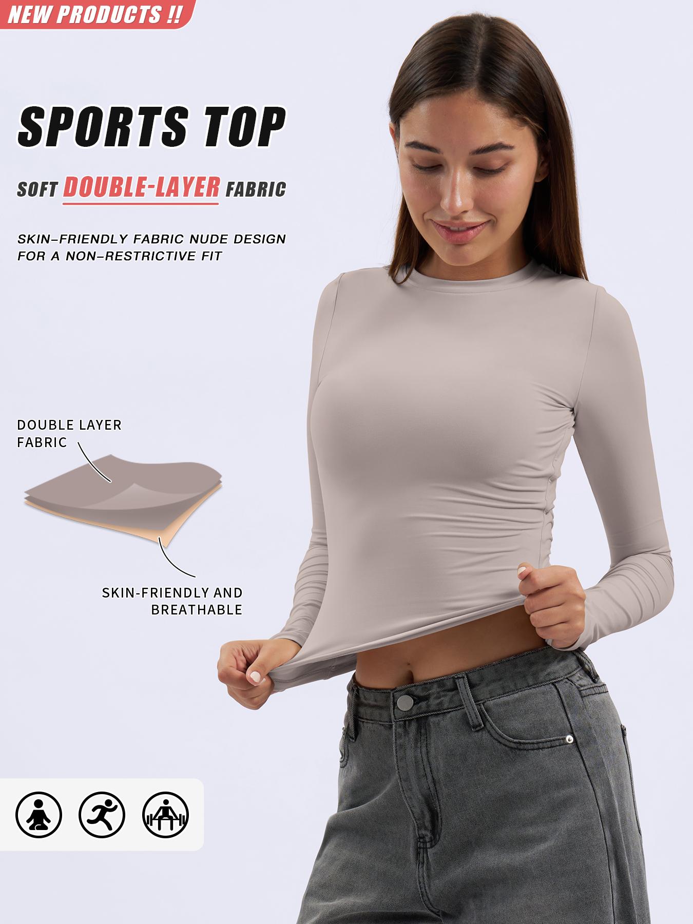 Women's Quick-Dry Long Sleeve Yoga Top, Tight-Fitting Sports Shirt for Pilates Running Fitness Gym Wear, Comfortable Activewear