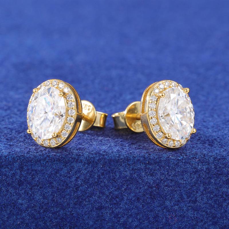 【#E512】Oval Earrings UCCIYO Synthetic Moissanite Earrings For Women 925 Sterling Silver Stud Earring Men Hip Hop Jewelry Couple Gift