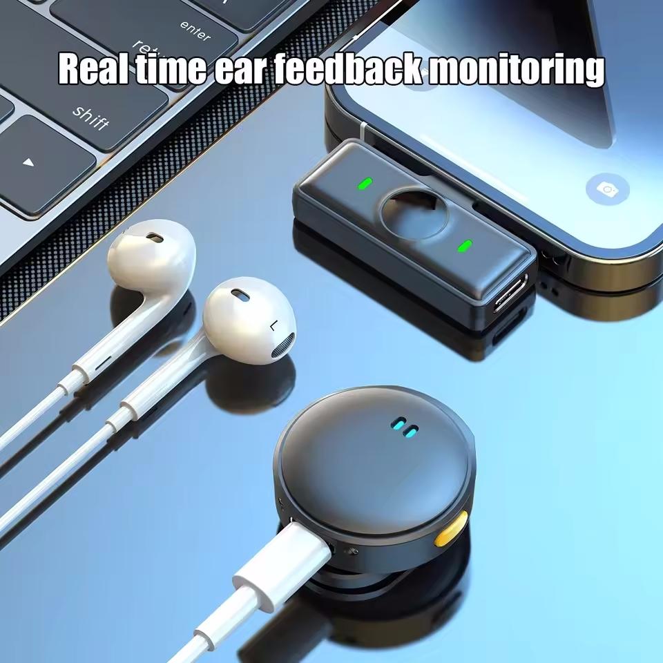 Lapel Lavalier Professional Dual Wireless Microphone Buttonhole Tie Mic Mini For iPhone Android Phone Cell Mobile PC Micro Audio USB Rechargeable Mic