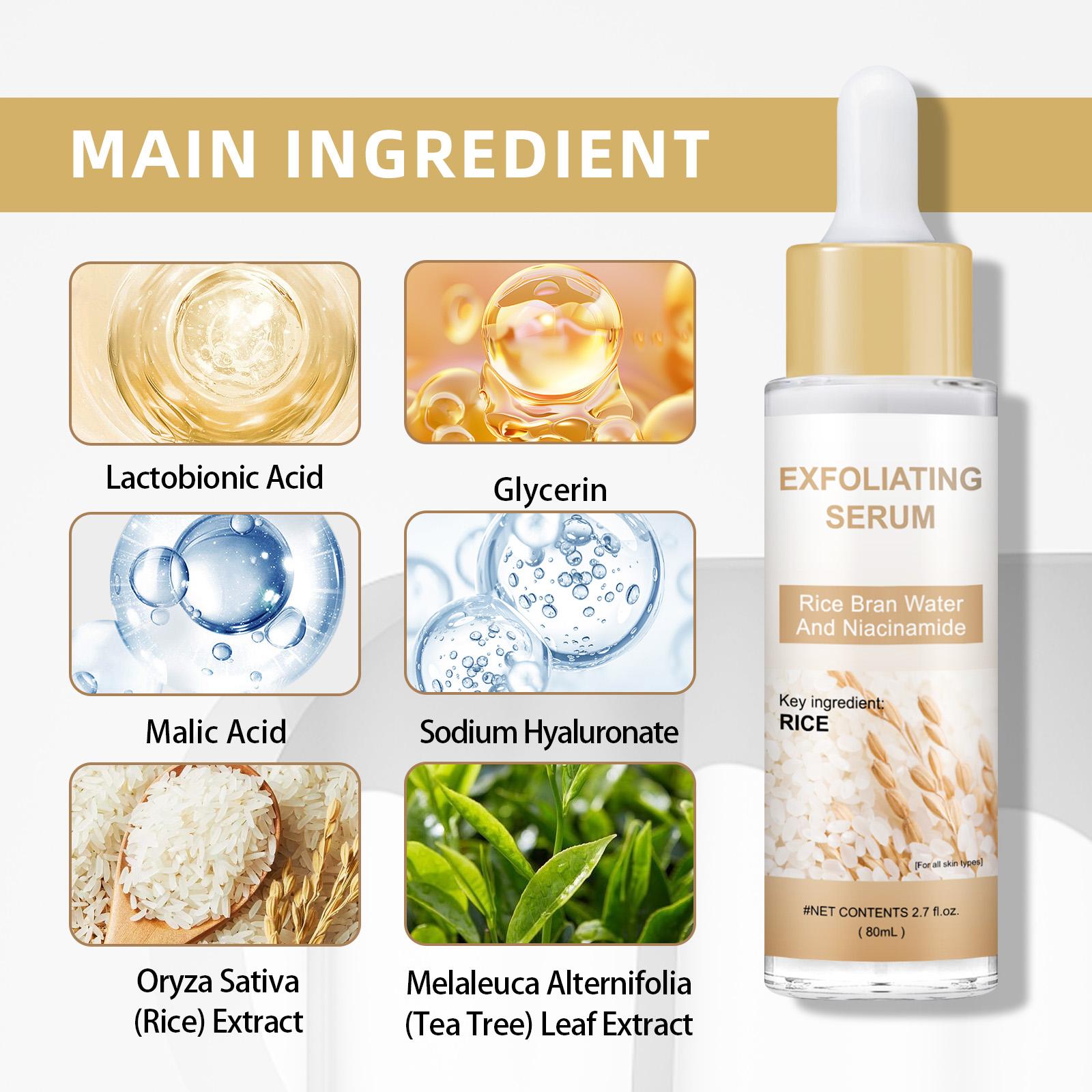 Rice + Rice Gentle Exfoliating Duo, Face and Body Scrub with Brightening, Exfoliating and Moisturizing Serum, Suitable for All Skin Types