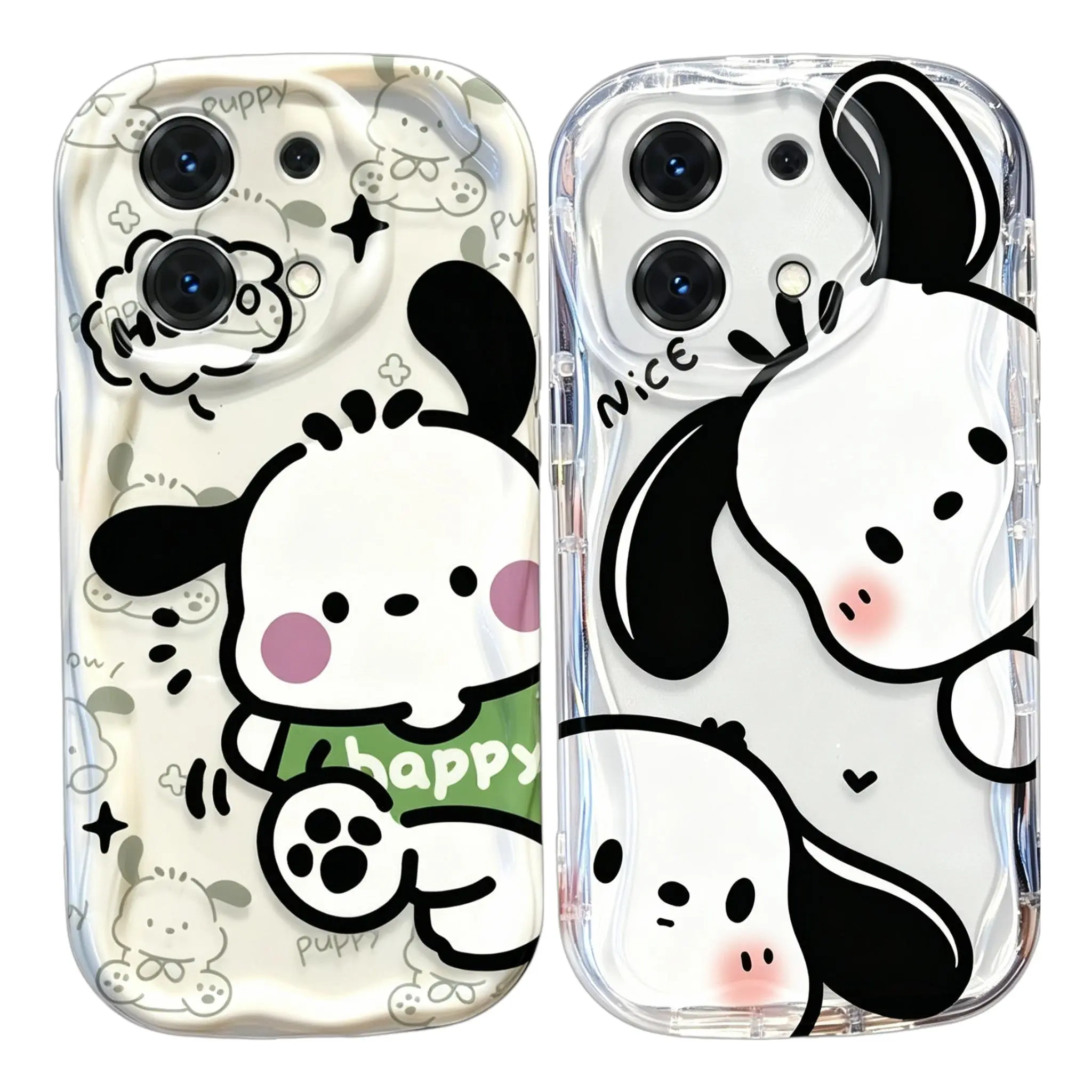 Lovely Sanrio Pochacco Wave Case For iPhone case 17/16/15/14/13/12/11  Silicone Protective Cover