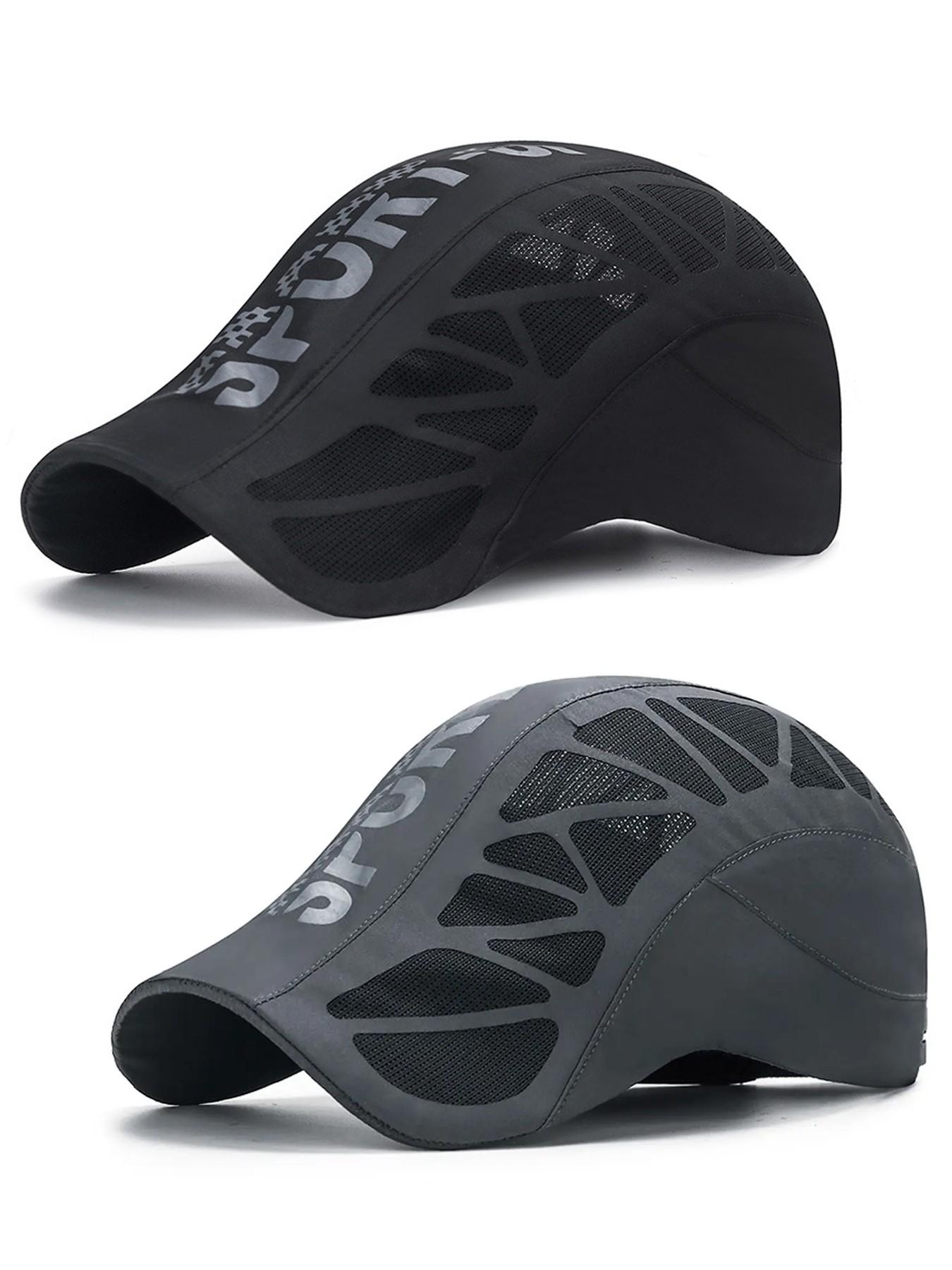 2 Pack Men's Mesh Breathable Fitted Newsboy Cycling Cap | Retro Literary Painter Peaked Sunshade Cap