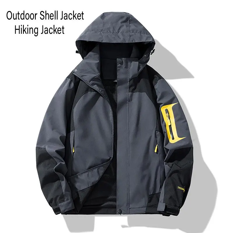 Best-selling outdoor men’s color-block hooded hardshell jacket—waterproof, windproof, and comfortable hiking outerwear; casual, practical, multifunctional outdoor jacket for daily commuting, mountaineering, hiking, and versatile outdoor wear.