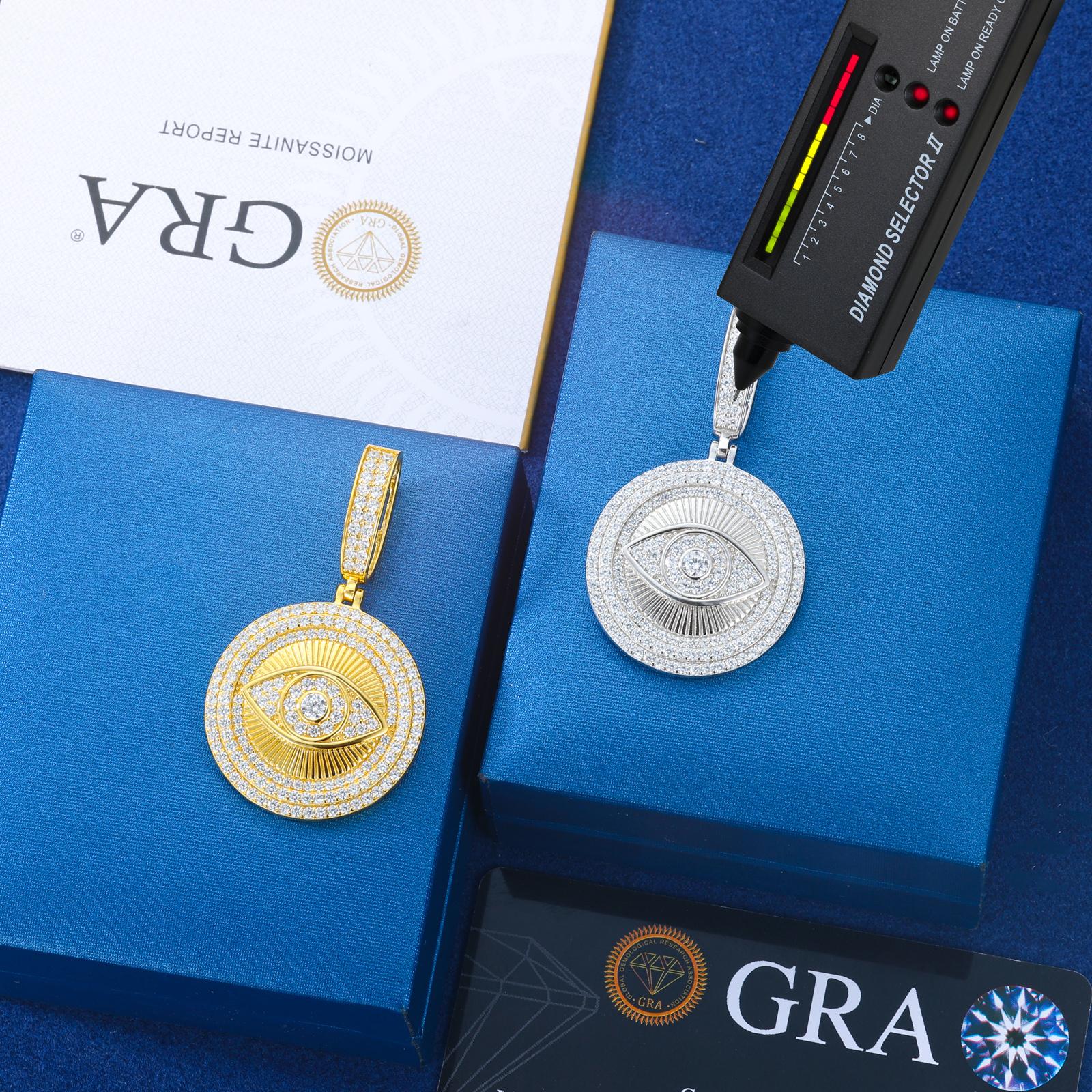 【PP675】Devil's Eye Pendant UCCIYO S925 Sterling Silver Synthetic Moissanite Pendant Necklace for Women Men Hip Hop Jewelry Gift