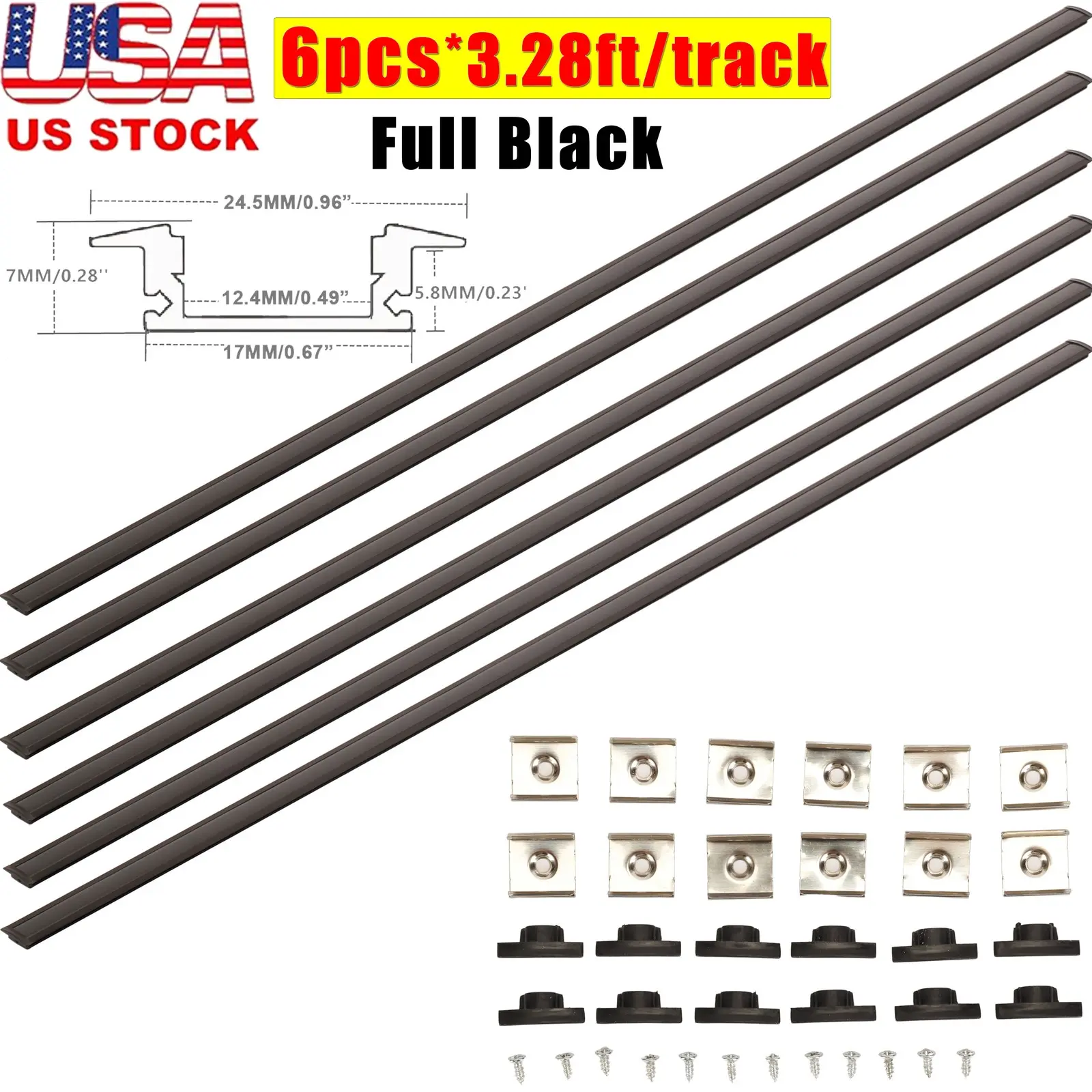6pack 3.3FT/1M Aluminum LED Channel Light Strip Diffuser Recessed LED Holder