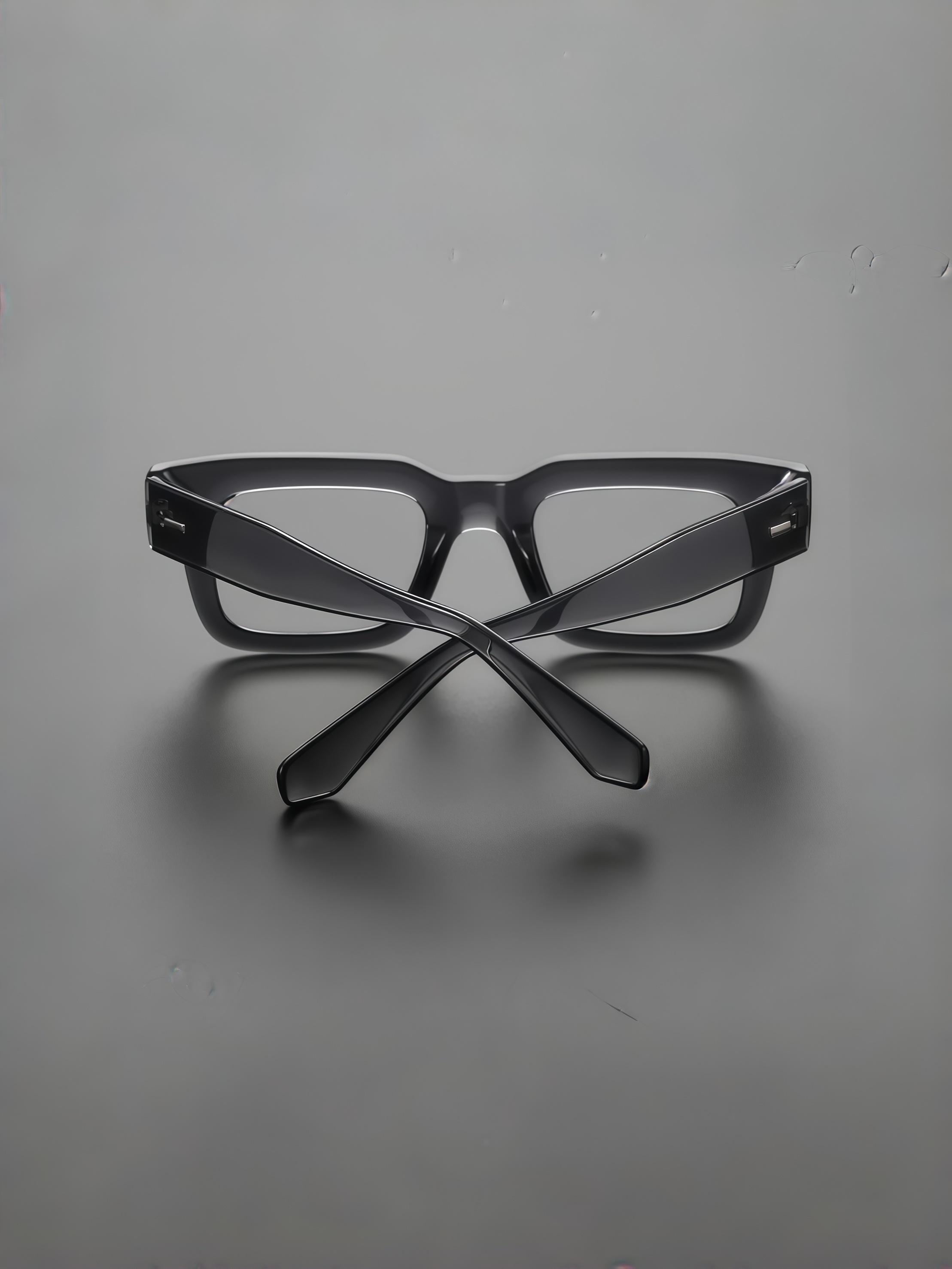 European and American Square Sunglasses, Glossy Black Frame Clear Lenses, Retro Trendy Shades, Versatile Fashion Accessory for Street Style, Shopping, Dating, Travel, Beach Vacation and Daily Outfits, Valentine’s Day Gift