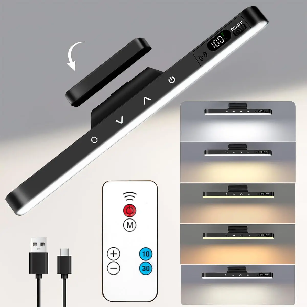 Magnetic Motion Sensor LED Light Bar - 2000mAh Rechargeable Wireless Eye-Care Glow Light with Battery Display, Auto-Off Timer, Portable Indoor Use for Closet, Cabinet, Mirror