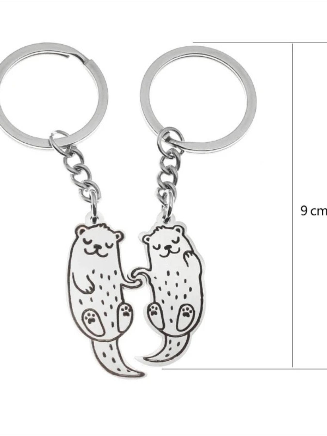 2 Piece Set Cute Otter Animal Keychain Gift Set, Surprise Gift for Couples and Friends, Cartoon Style Casual Jewelry