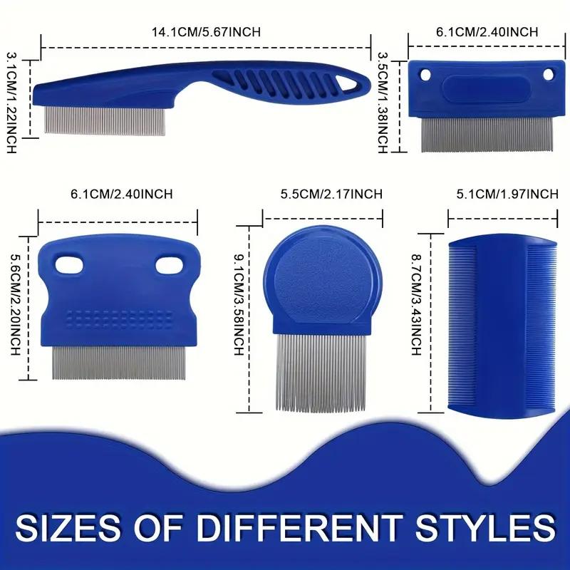 6-Piece Pet Flea Comb Set, Polypropylene Material, Fine Tooth Grooming Combs for Cats, Dense Teeth Design for Flea Removal and Hair Shedding Control, Clean
