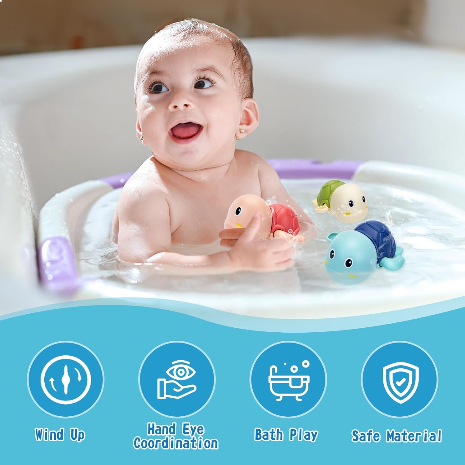 2 Pack Swimming Baby Bath Toys, Water Pool Floating Wind Up Toys
