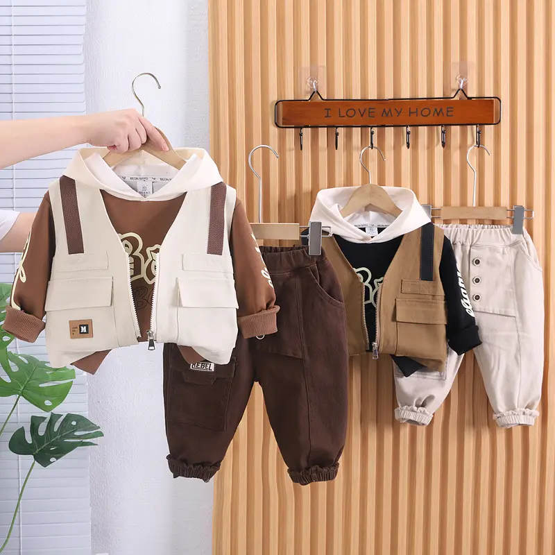 Spring/Autumn New Boys' Outfit Three-Piece Vest Set Fashionable Stylish Children's Clothing Versatile Toddler Suit Classic Sets