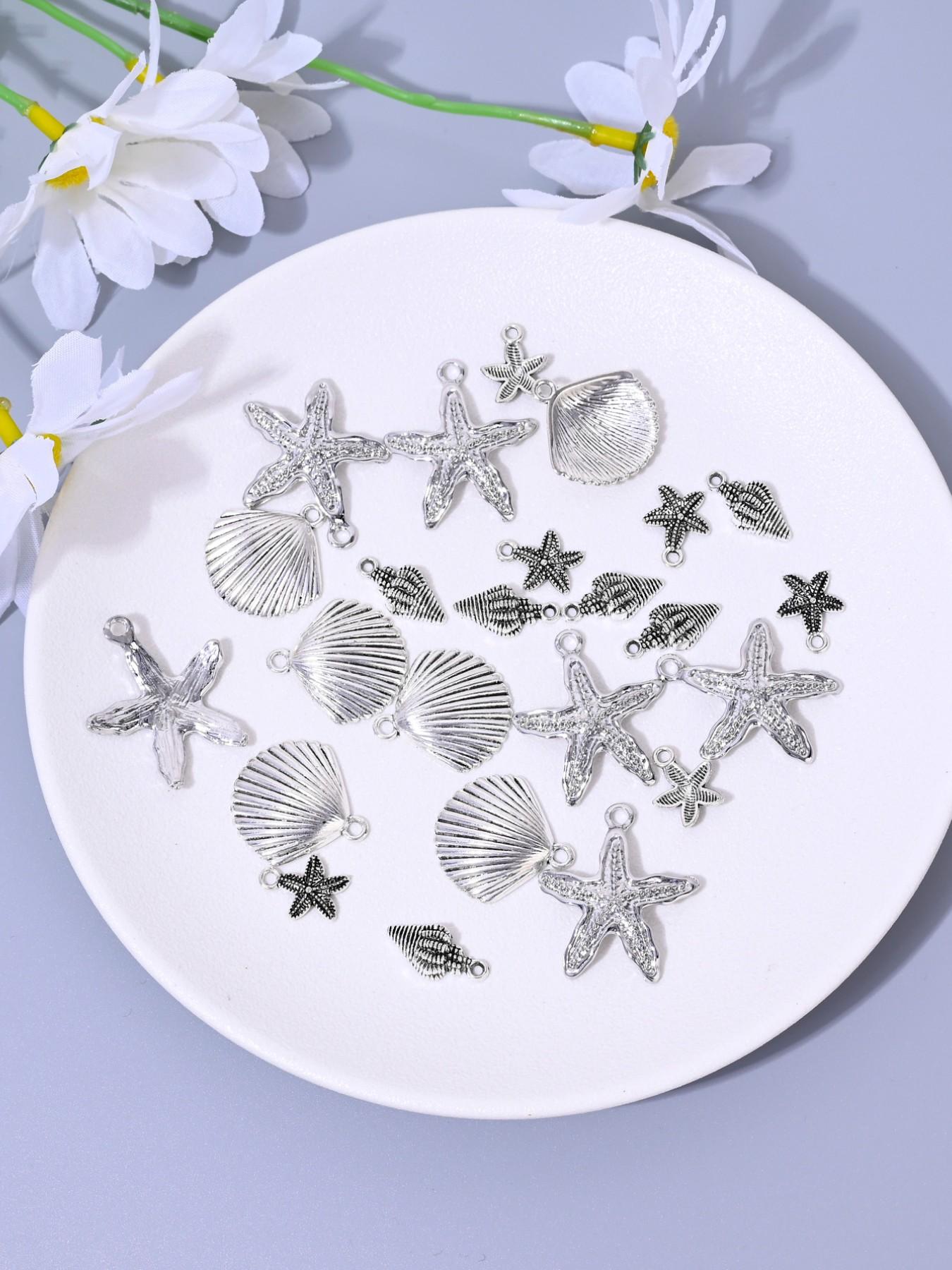 10pcs Sea Shell Starfish Conch Alloy Charms, DIY Jewelry Making Kit, Earrings Necklaces Bracelets Keychains, Daily Accessories