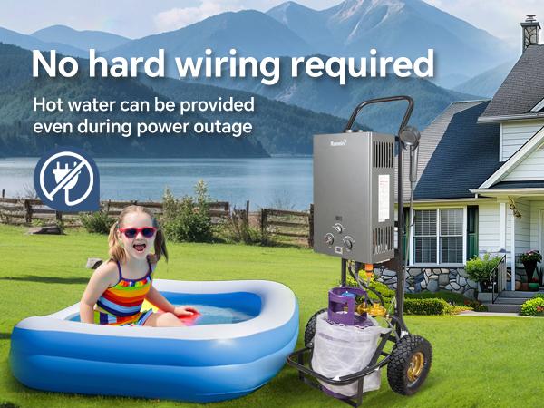 Ranein Compact Foldable Gas-Powered Instant Heat Tankless Water Heater, 6L 1.58 GPM Multi-Modes Portable Propane Unit for Outdoor Users, Grey RO4KY
