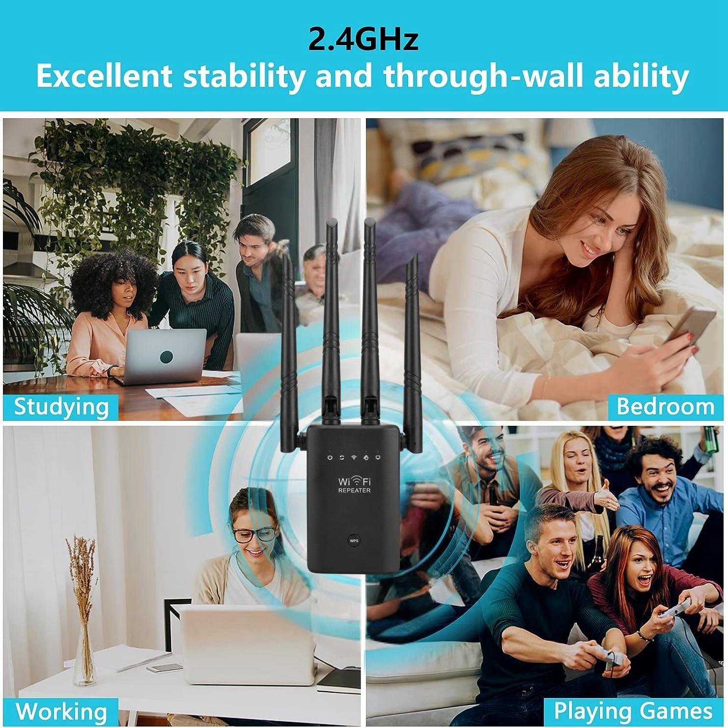 WiFi Extender, Enterbon Wi-Fi Booster, Covers 9000 Sq. Ft, Supports 35 Devices, Includes Ethernet Port, Easy Setup