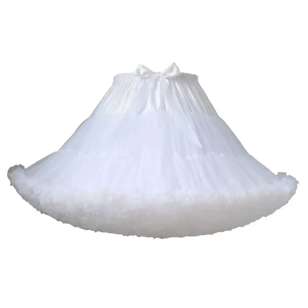 Womens 3-Layered Pleated Tulle Petticoat White Black Pink RedTutu Puffy Party Cosplay Skirt