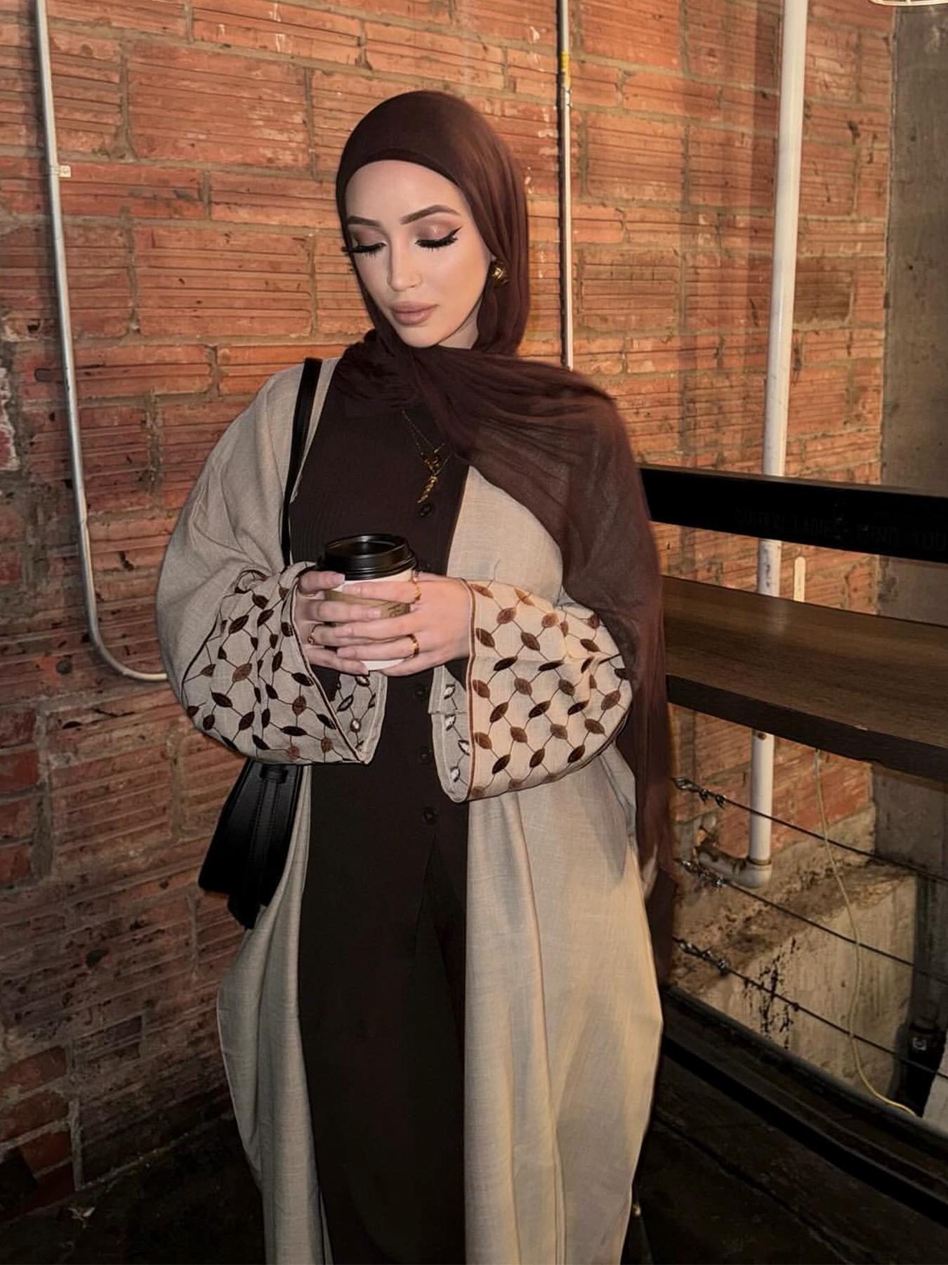 Women's Embroidery   Abaya, Modest Casual Long Sleeve Abaya for Daily Wear, Ladies Islamic Clothing for All Seasons, Modesty Muslim Clothing