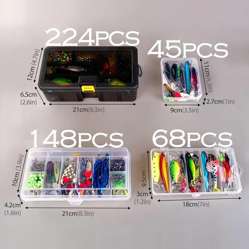 Multi-Style Hard Bait Lure Set, Artificial Fishing Lures Kit with Multi-Section Fish, Minnow, Crankbait, Pencil, Popper, Frog and Topwater Crank Baits, Fishing Tackle, Fishing Equipment, Outdoor Fishing Equipment