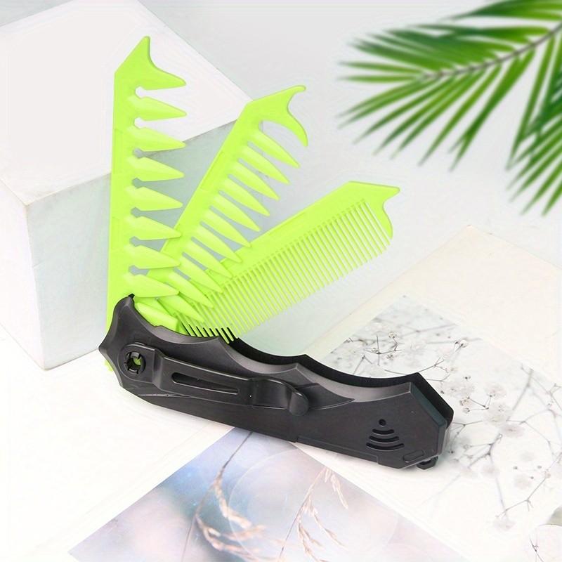 Men's Designer Folding Comb, Oil-Resistant Dual-Head Travel Pocket Brush, Ergonomic Handle, Daily Styling, Christmas & Halloween Gift