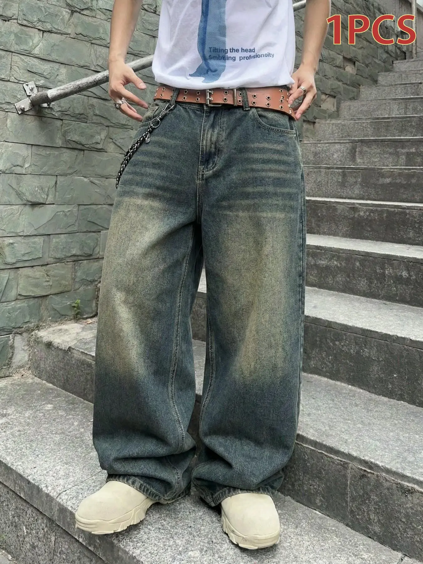 【Black Friday】Men's Vintage Washed and Worn-In Loose-Fit Straight-Leg Jeans for Fall and Winter, Full-Length American Street-Style Y2K Jeans, Gift for Boyfriend or Husband