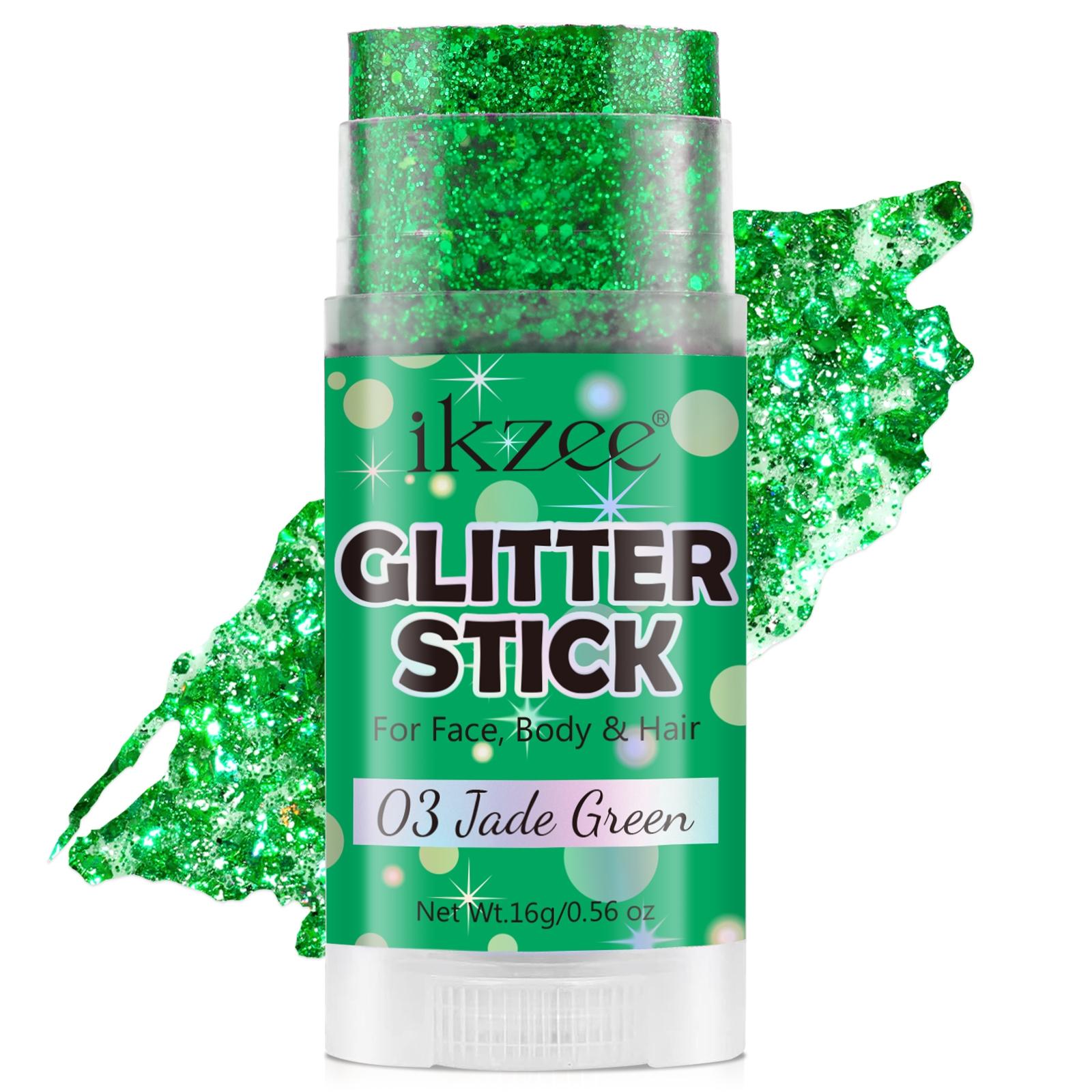 Ikzee Glitter Stick, Body Glitter Gel for Face and Hair, Shimmering Mermaid Glitter with Chameleon Effect and Large Particles, Glowing Body Glitter Cosmetic, Festival Party Makeup Accessory