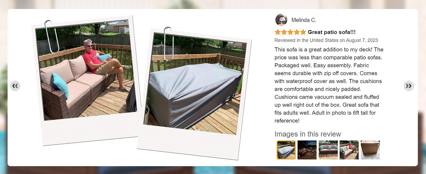 UDPATIO 3-Seat Patio Wicker Sofa, Outdoor Rattan Sectional Couch Furniture Steel Frame w/Furniture Cover Non-Slip Cushion and Deep Seating High UDPATIO 3-Seat Patio Wicker Sofa, Outdoor Rattan Sectional Couch Furniture Steel Frame w/Furniture Cover Non-Slip Cushion and Deep Seating High