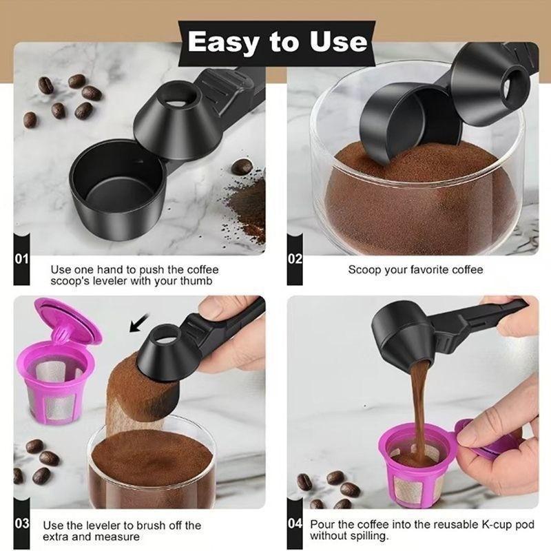 Coffee Scoop with Long Handle, Large Capacity Sliding Spoon, Leak Proof Round Measuring Spoon for Ground Coffee, Tea Leaves, Protein Powder, Spices