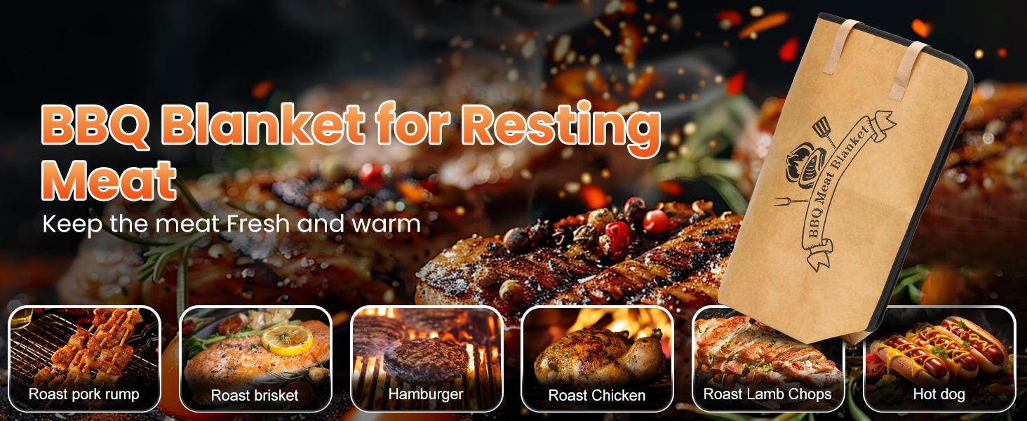 BBQ Blanket for Resting Meat, Meat Resting Blanket, Reusable Warmer Bag, with Ten Oil-Absorbing Papers, Resting Bag with Large Brisket/Beef/Pork Shoulder/Turkey(21inch)